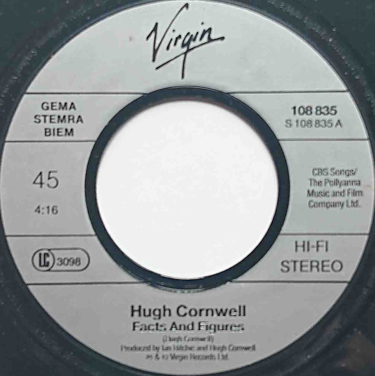 108 838 Facts + figures Hugh Cornwell from The Stranglers Label